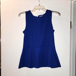Blue Peplum Sleeveless H&M Top Zipper Back Size Small